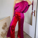 Carmen - Fedt sæt med off-the-shoulder top og bukser med brede ben