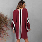 Aria - Oversized strik poncho med stribet accent