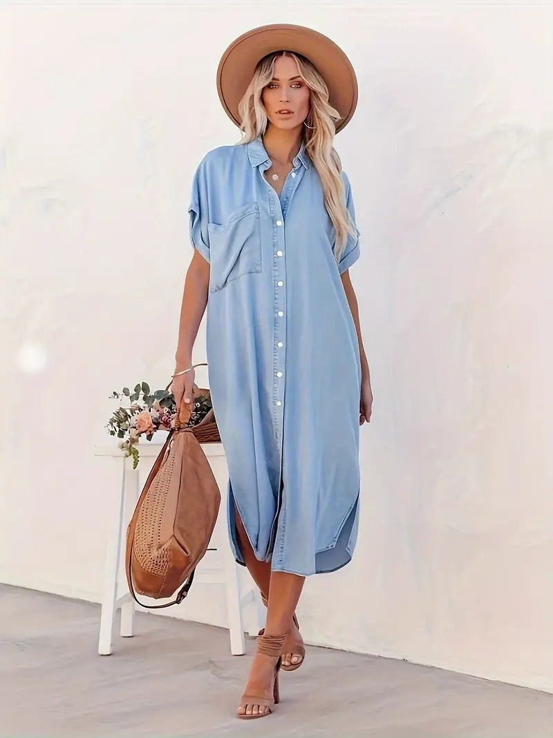 Lina - Denimkjole - flagermusærmer