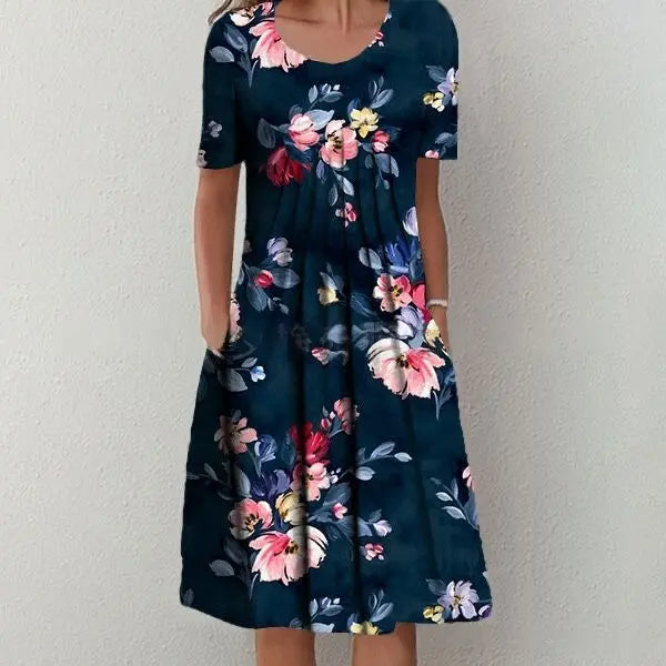 Bexley - Strandmidikjole Med Lommer I Vintageprint