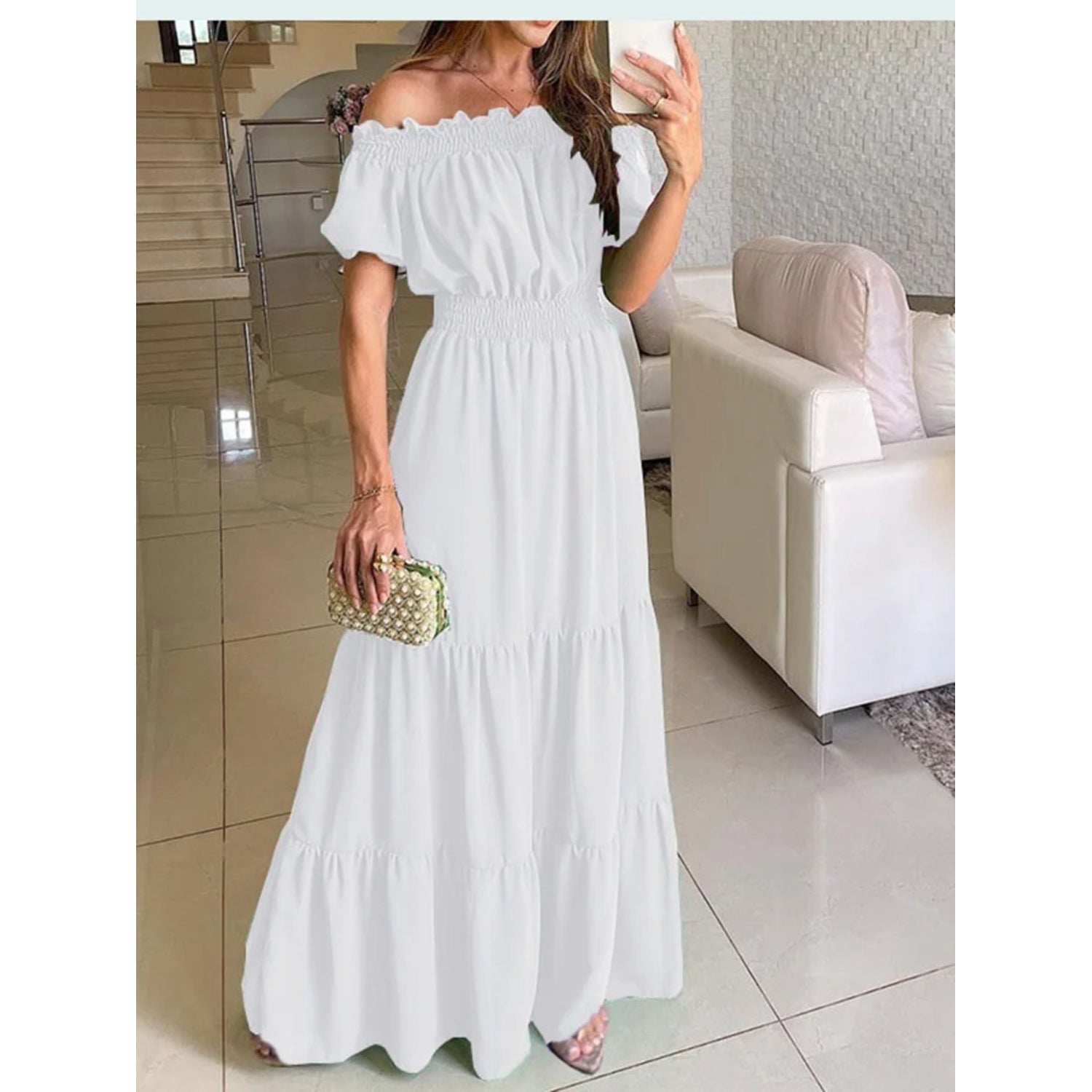 MODA Elegant pink sommerkjole med elastisk talje