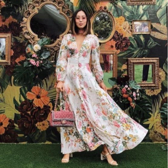 Samantha - Flowy maxikjole med fuldt blomsterprint