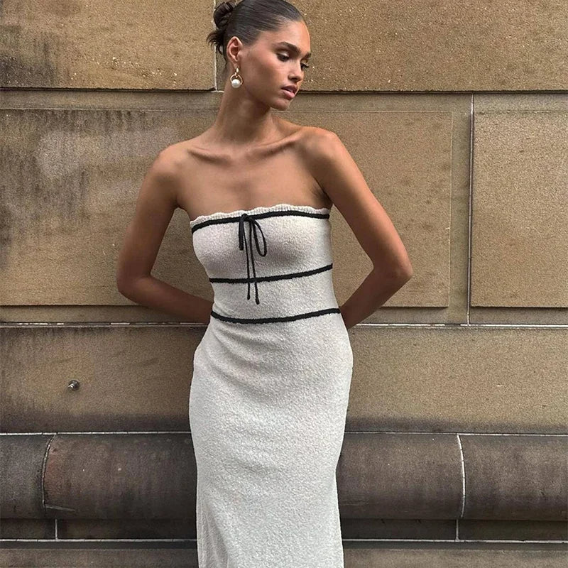 Olivia - Elegant bandeau top og maxi nederdel ensemble