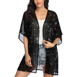MODA Sort letvægts-kimono med geometrisk print