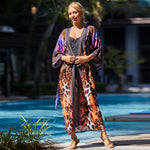 MODA blå bomuldsprintet stribet kimono