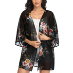 MODA Sort letvægts-kimono med geometrisk print