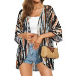 MODA Grå blomsterprintet kimono med v-hals