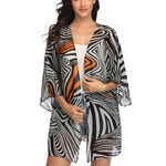 MODA Sort letvægts-kimono med geometrisk print