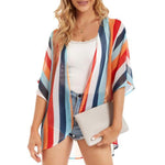MODA Grå blomsterprintet kimono med v-hals