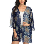 MODA Sort letvægts-kimono med geometrisk print