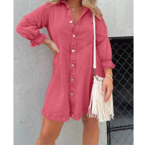 MODA Sort sommerkjole med vendekrave og knapper