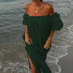 Elena - Romantisk off-the-shoulder kjole med flæser