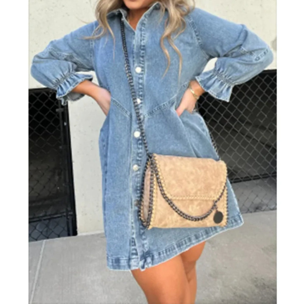MODA Sort sommerkjole med vendekrave og knapper