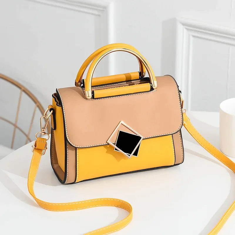 Rina - Color Block skuldertaske med geometrisk spænde