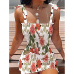 MODA hvid sommerkjole med blomsterprint og elastisk talje