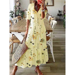 MODA Blå blomsterprintet åndbar sommerkjole