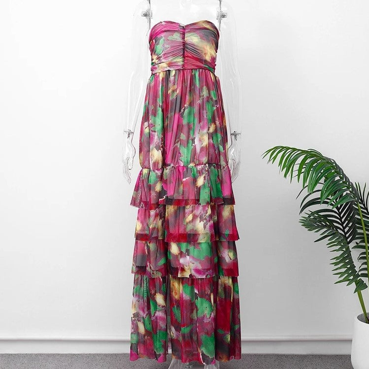 Evelina - off-the-shoulder blomstret maxikjole