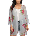MODA Sort letvægts-kimono med geometrisk print