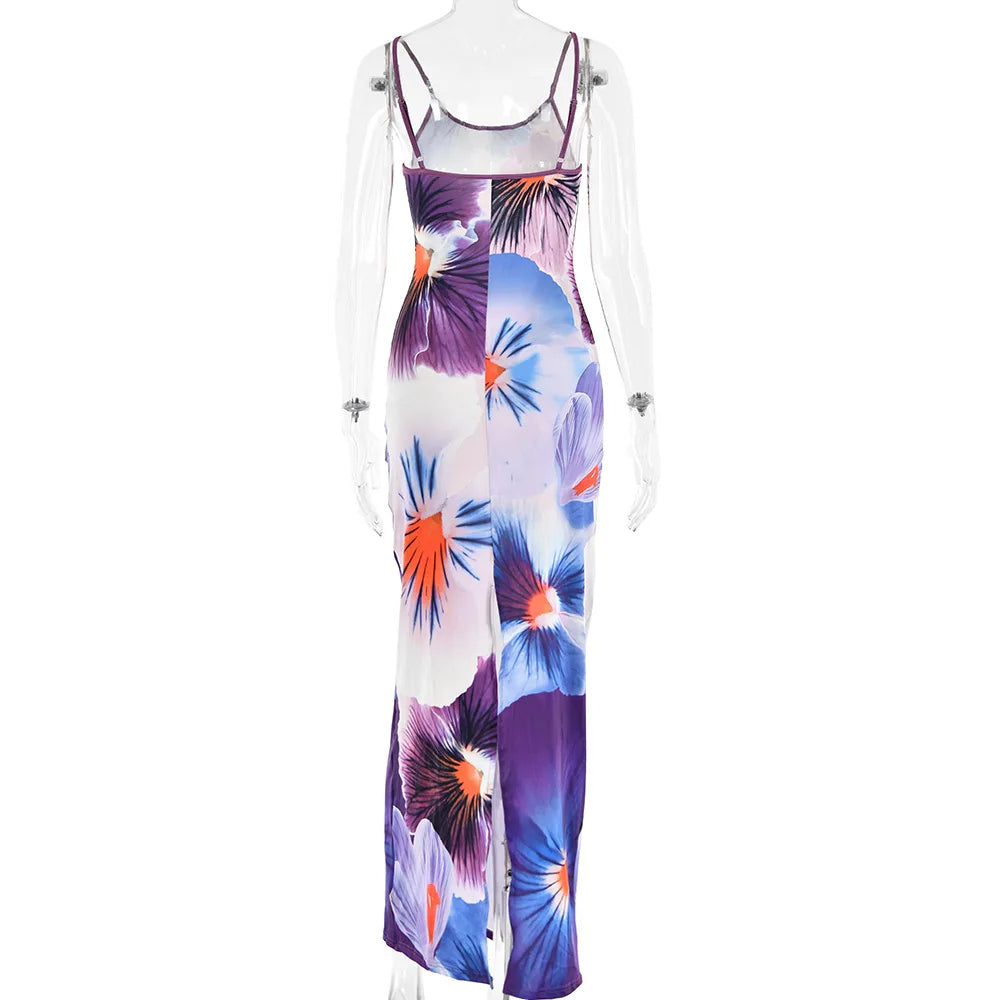 Eloise - midikjole med blomsterprint og blondedetaljer