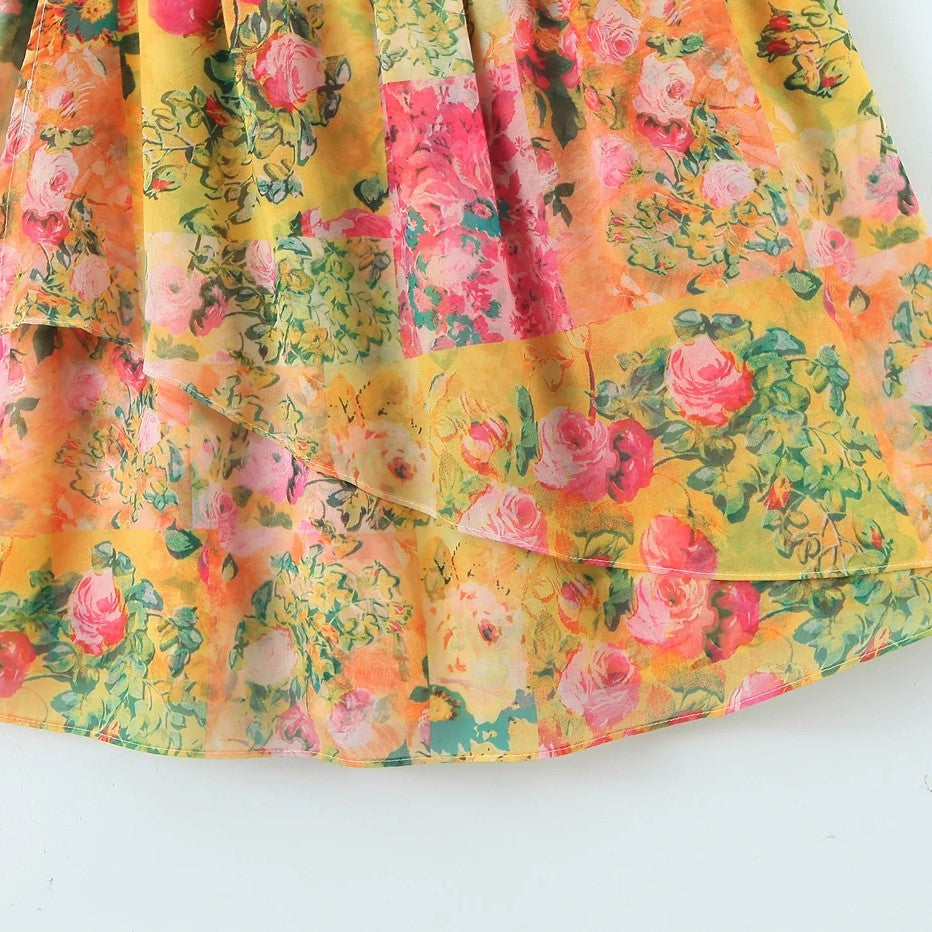 Felicity - Flowy akvarel cami-kjole med blomstertryk
