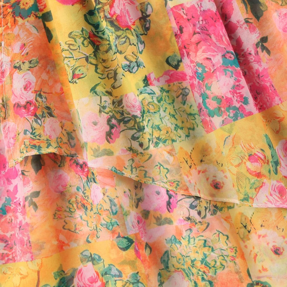 Felicity - Flowy akvarel cami-kjole med blomstertryk