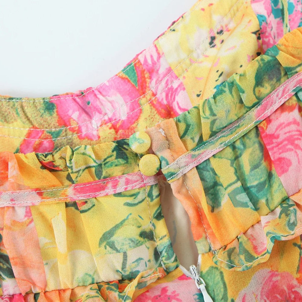 Felicity - Flowy akvarel cami-kjole med blomstertryk