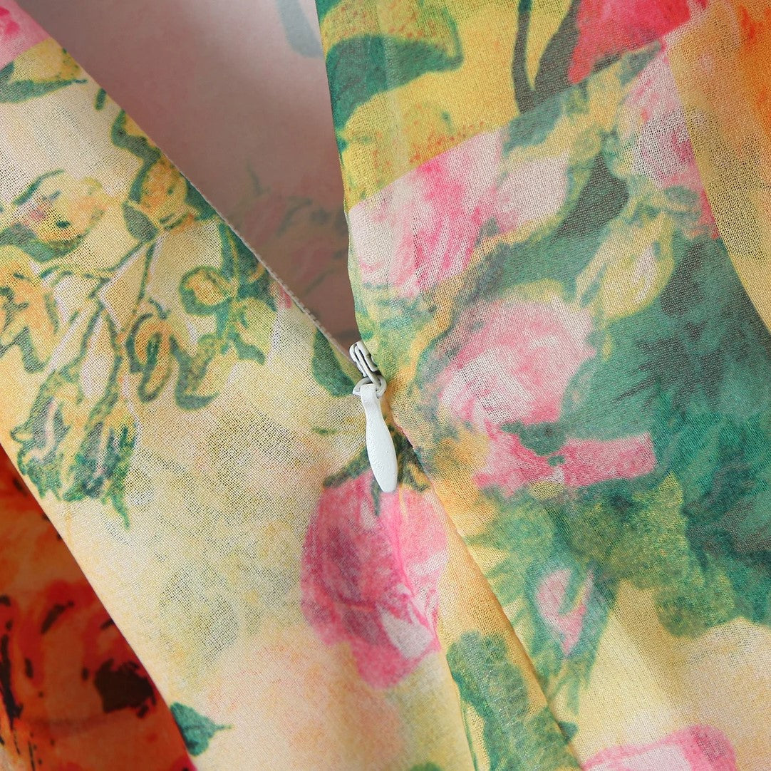 Felicity - Flowy akvarel cami-kjole med blomstertryk