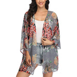 MODA Sort letvægts-kimono med geometrisk print