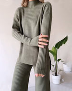 Estella - Chic slit casual two-piece set