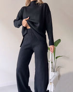 Estella - Chic slit casual two-piece set