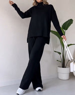 Estella - Chic slit casual two-piece set