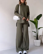 Estella - Chic slit casual two-piece set