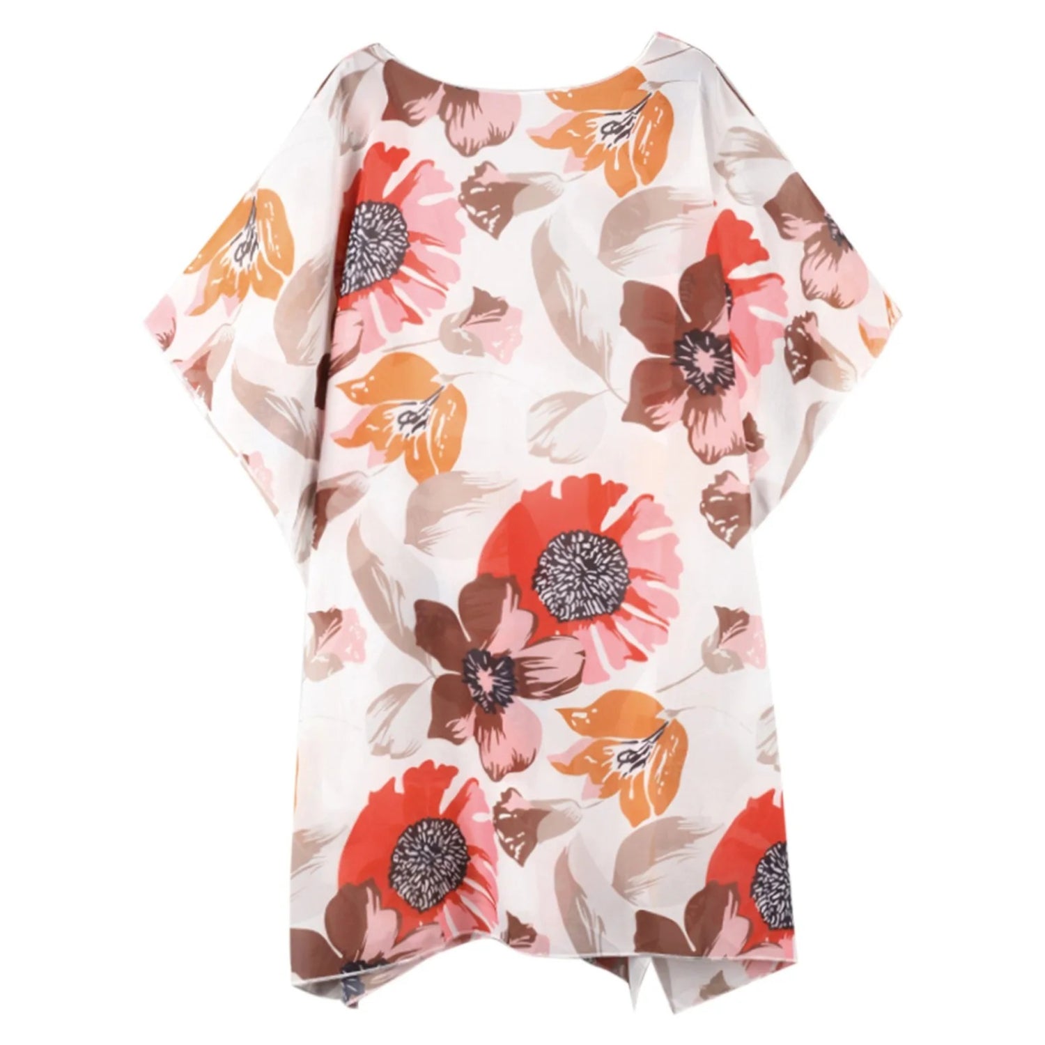 MODA orange blomsterprint åndbar kimono