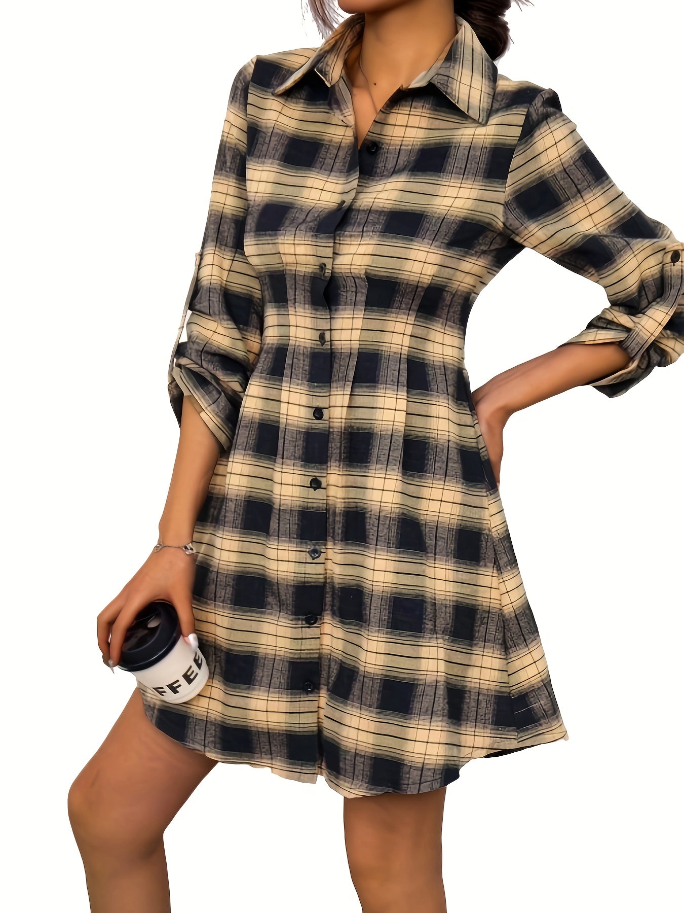 Ternet Skjortekjole med Knaplukning | Casual & Trendy | Perfekt til Lag-på-Lag