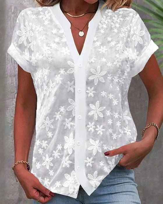 Cathrine - Fritidsbluse Print Knude