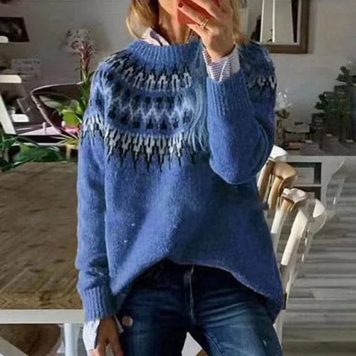 Fairman Isle Jacquard trøje med rund hals