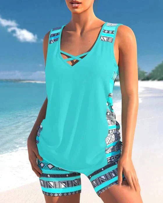 Fay | Tankini med geometrisk print og V-hals