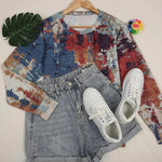 Frieda - Sweater med abstrakt print