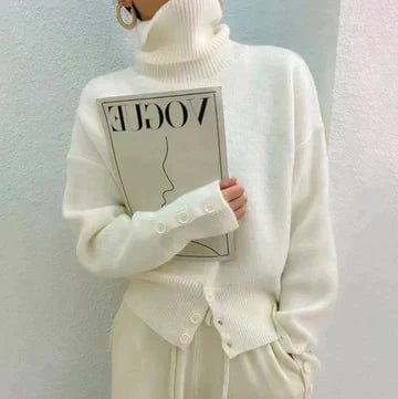 Harriet - Hvid rullekravesweater