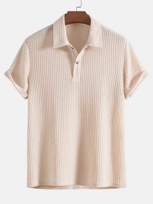 Strikket vaffel-poloshirt - Chen