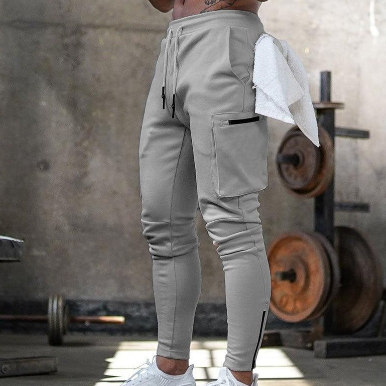 Karlos - Stilfulde cargo-træningsbukser med stretch i Slim-Fit/Muscle-Fit til mænd