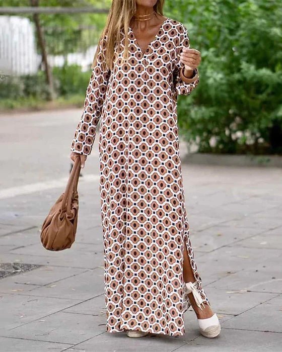 Lois | Elegant Kjole med Geometrisk Mønster