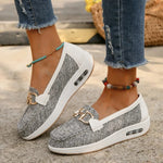 Eva - Chic tweed slip-on sneakers med spænde detalje
