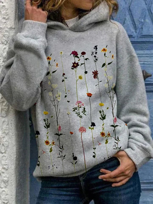 Malou - Hættetrøje med blomsterprint