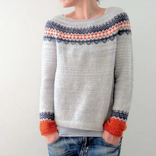 Mathilda - grå sweater i boho-stil