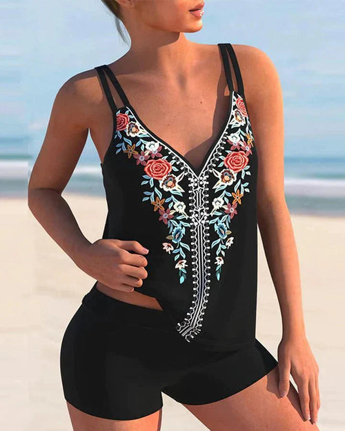 Monique | Tankini i to dele med blomsterprint