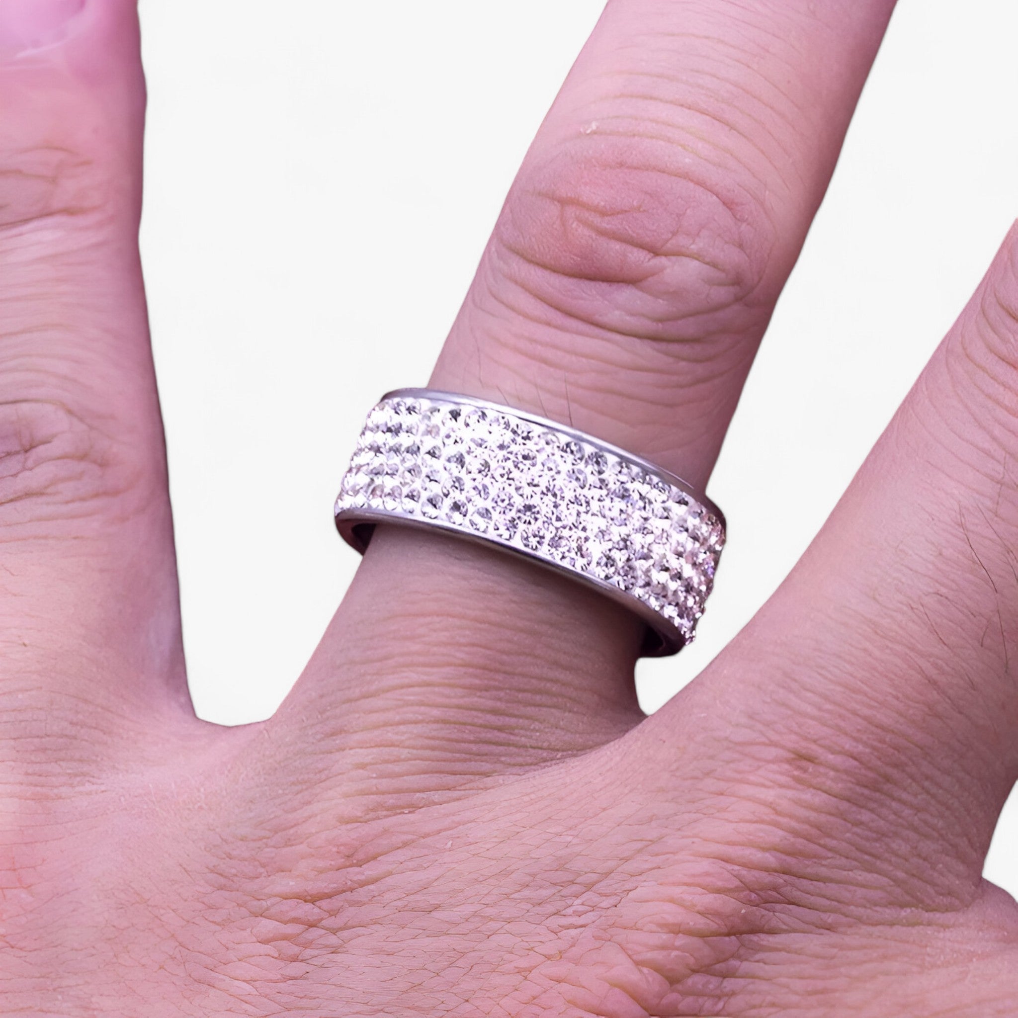 Hailie | Krystal vielsesring - elegant rustfrit stål