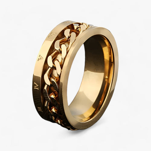 Modyle | Romersk Tal Spinner Ring - Moderne Æstetik og Holdbar Konstruktion