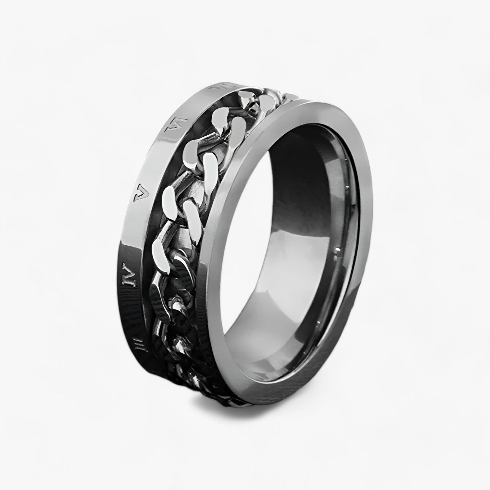 Modyle | Romersk Tal Spinner Ring - Moderne Æstetik og Holdbar Konstruktion