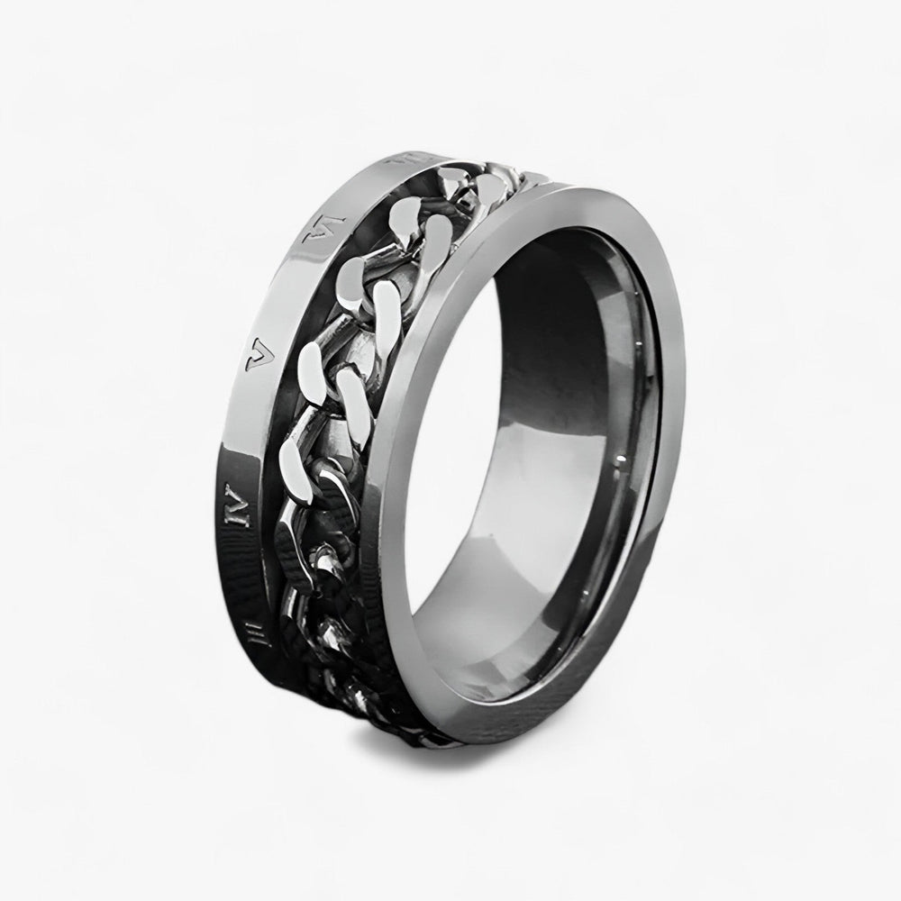 Modyle | Romersk Tal Spinner Ring - Moderne Æstetik og Holdbar Konstruktion
